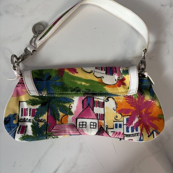 The Sak Pink Label Mini Purse Bag Baguette Tropical City Scene Canvas Y2K 90s - Picture 4 of 8